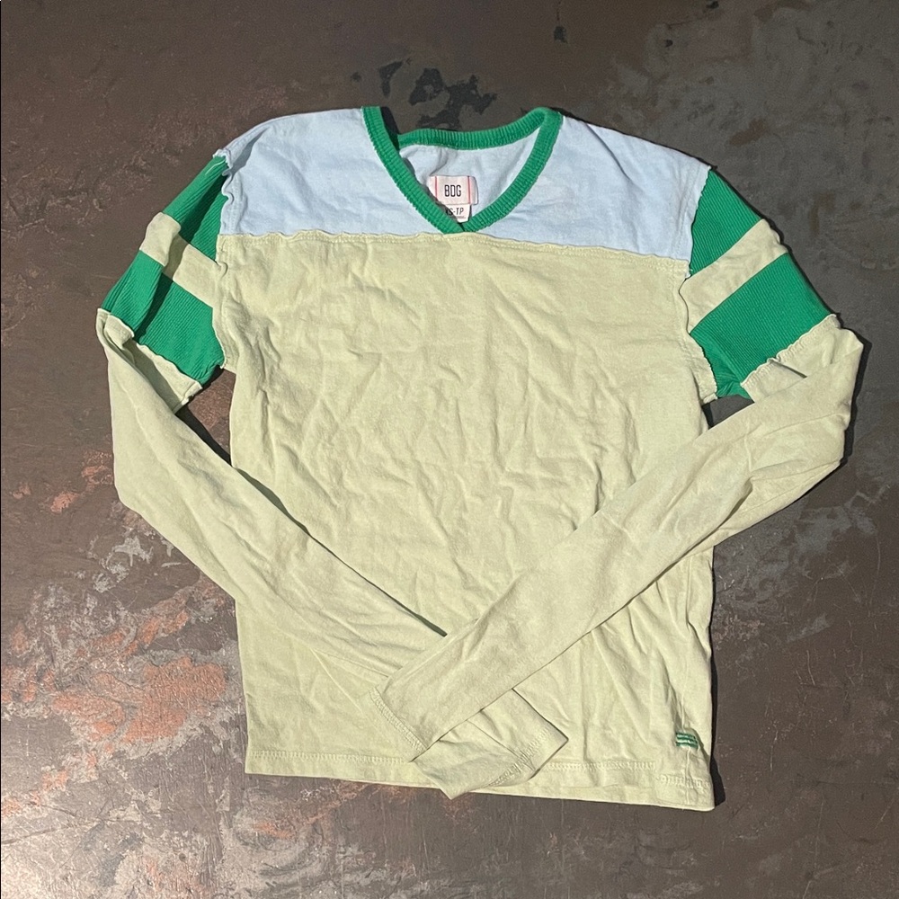 BDG Green and Light Blue Long Sleeve Tee